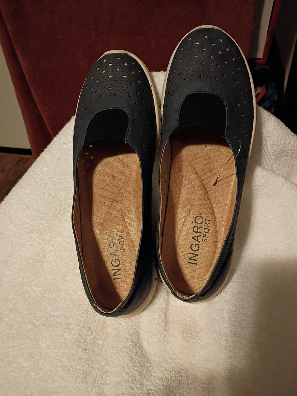 Ingargo Sport Women's Navy Slip-On Perforated Comfort Flats